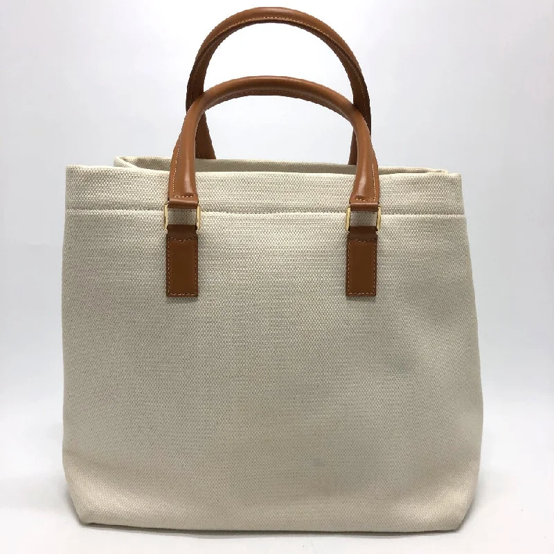 CELINE Tote Bag Canvas / leather white logo Tote Bag Women Used