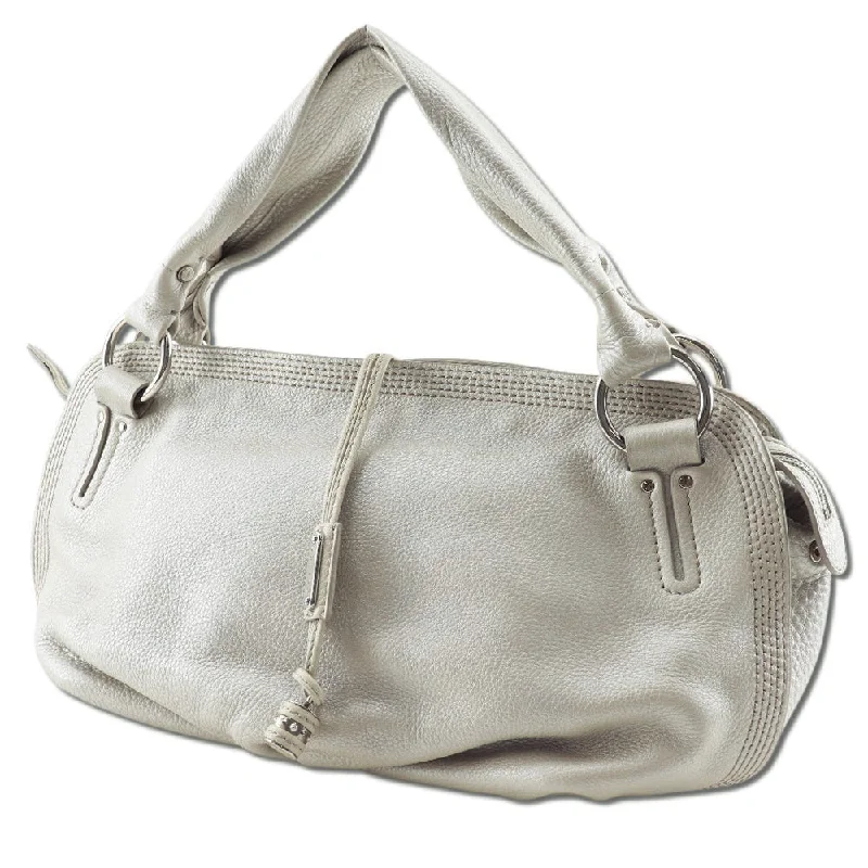 CELINE Shoulder Bag Calfskin beige Women Used