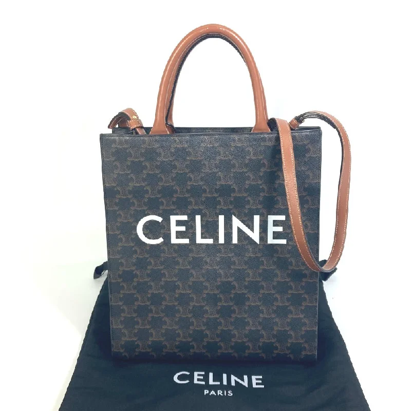 CELINE Tote Bag 191542 PVC / Leather Brown Triomphe Vertical Cover Small Tote Bag Women Used