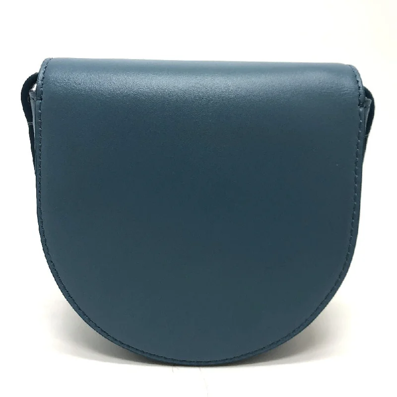 CELINE Shoulder Bag Leather, Calf Leather blue Triomphe Mini Buzas Cuir Women Used