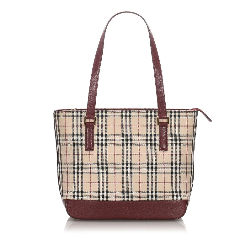 Burberry Brown Beige Canvas Fabric House Check Tote Bag United Kingdom