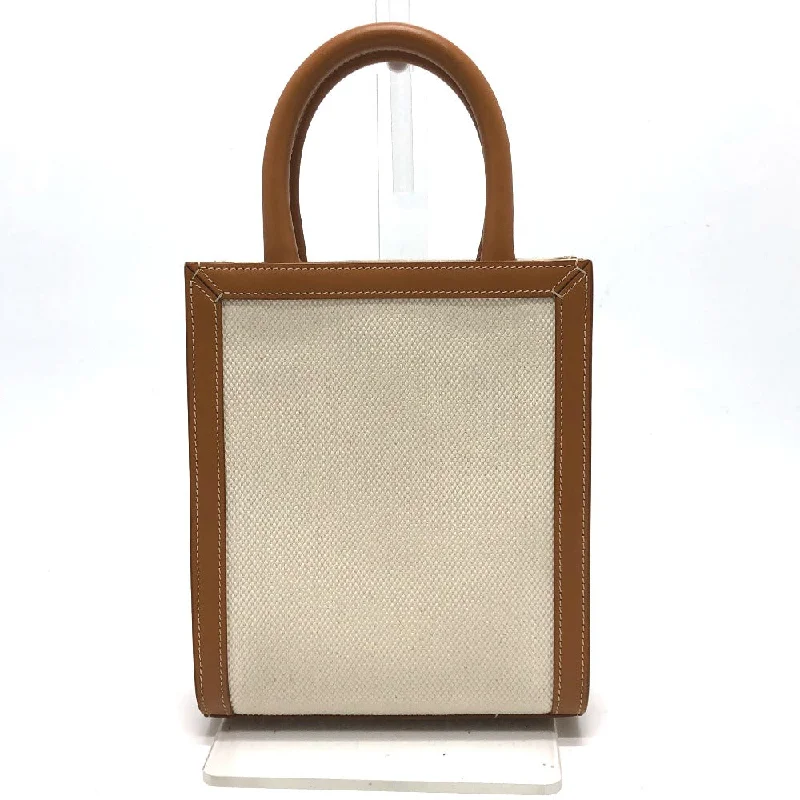 CELINE Shoulder Bag Canvas / leather beige logo Vertical hippo mini Women Used