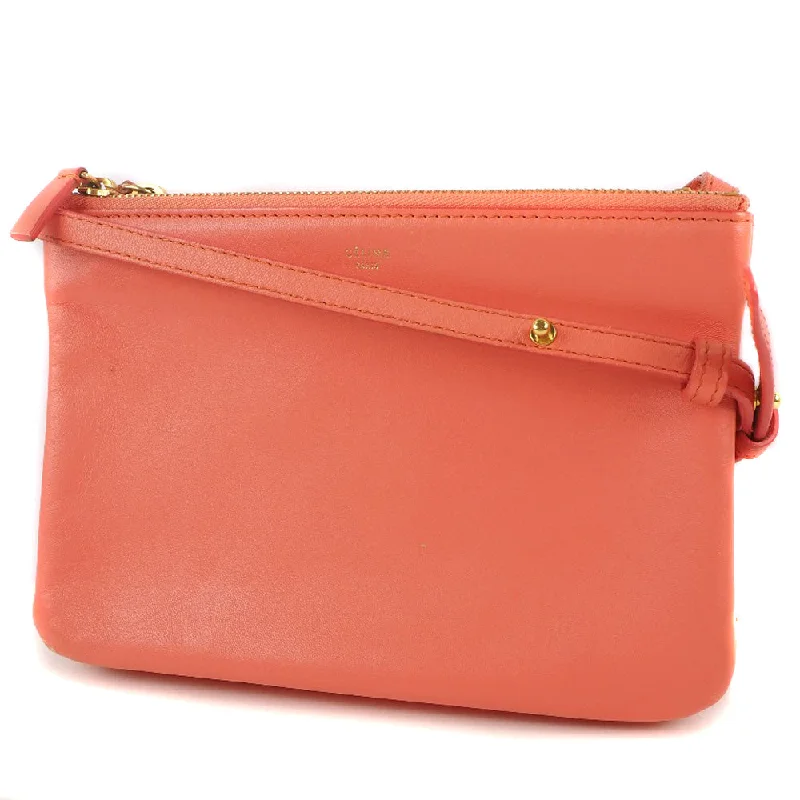 CELINE Shoulder Bag 165113ETA lambskin Coral pink Trios Mall Women Used