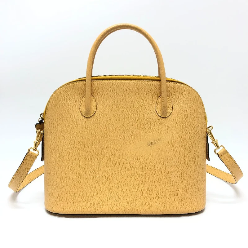 CELINE Shoulder Bag leather Yellow beige type Vintage Bowling 2WAY Shoulder Crossbody Bag Women Used