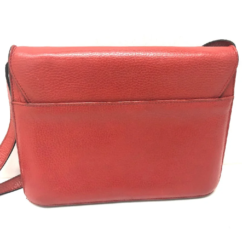 CELINE Shoulder Bag leather Red Crossbody bag vintage Women Secondhand