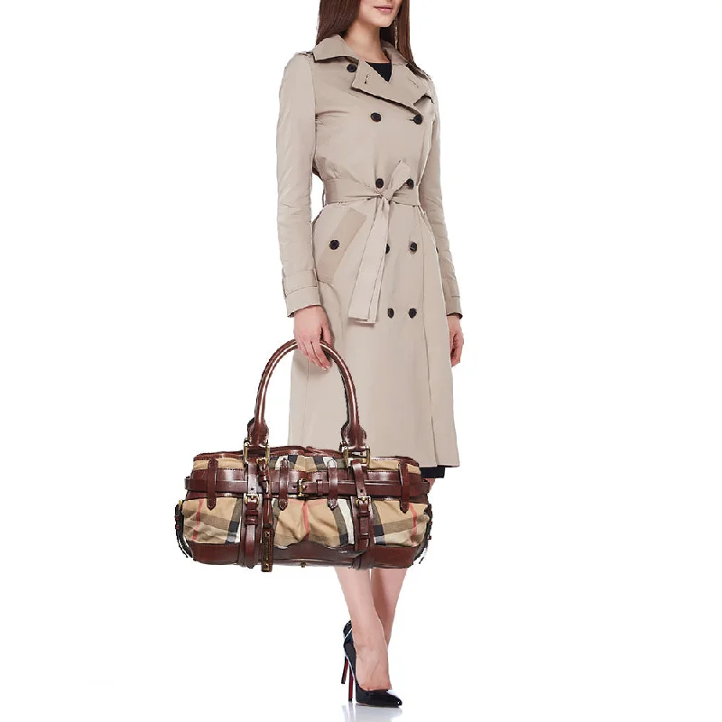 BURBERRY Brown/Beige House Check Canvas and Leather Rowan Satchel