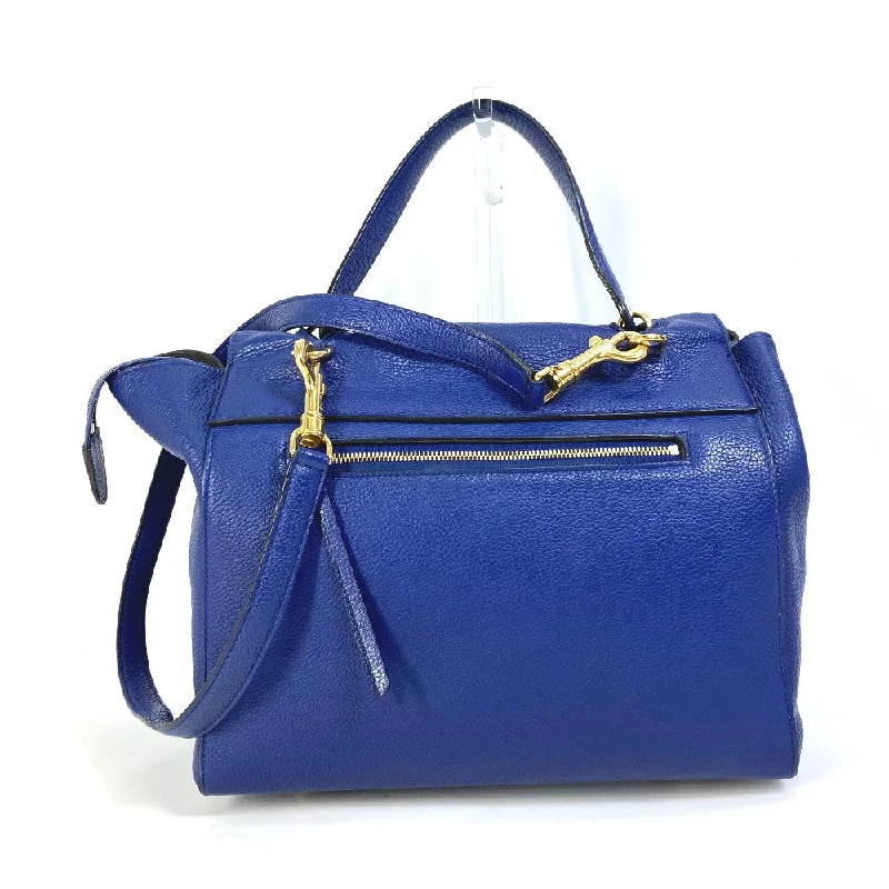 CELINE Shoulder Bag leather blue Handbag Belt bag Women Secondhand