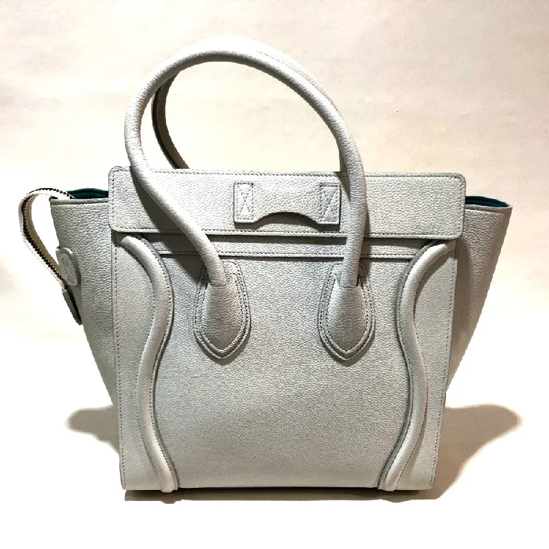 CELINE Handbag 167793 leather Off White x Sky Blue Tote Bag Micro shopper Women Used