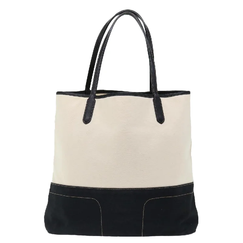 BURBERRY Blue Label Tote Bag Canvas White Black  bs13449