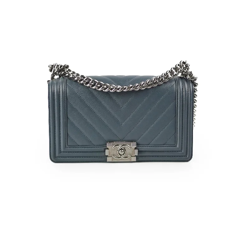 Chanel Old Medium Chevron Boy Grey