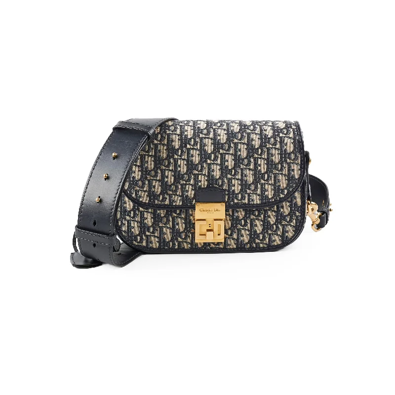 Christian Dior Totter Flap Navy Oblique Crossbody