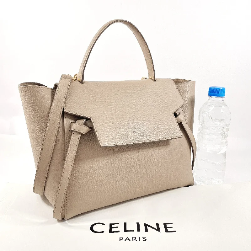 CELINE Shoulder Bag leather beige Belt bag mini Women Used