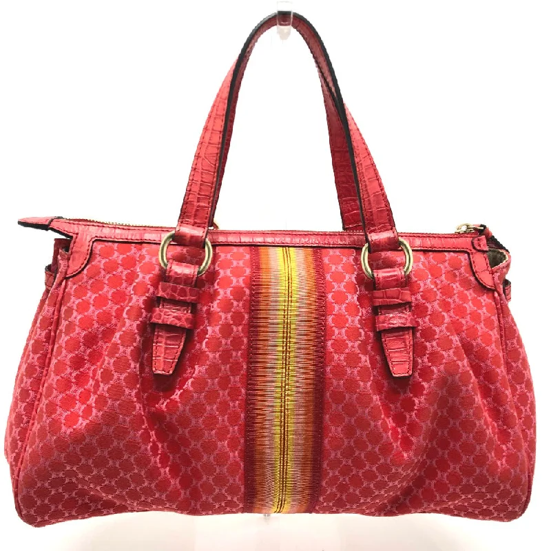 CELINE Handbag Canvas / leather Red type Macadam Women Secondhand