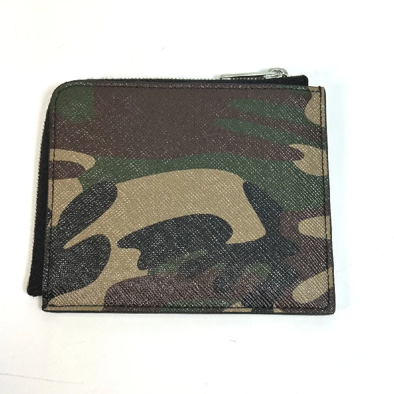 CELINE Coin case 10D88 2DEM PVC green Camouflage camouflage Compact zip Women Secondhand