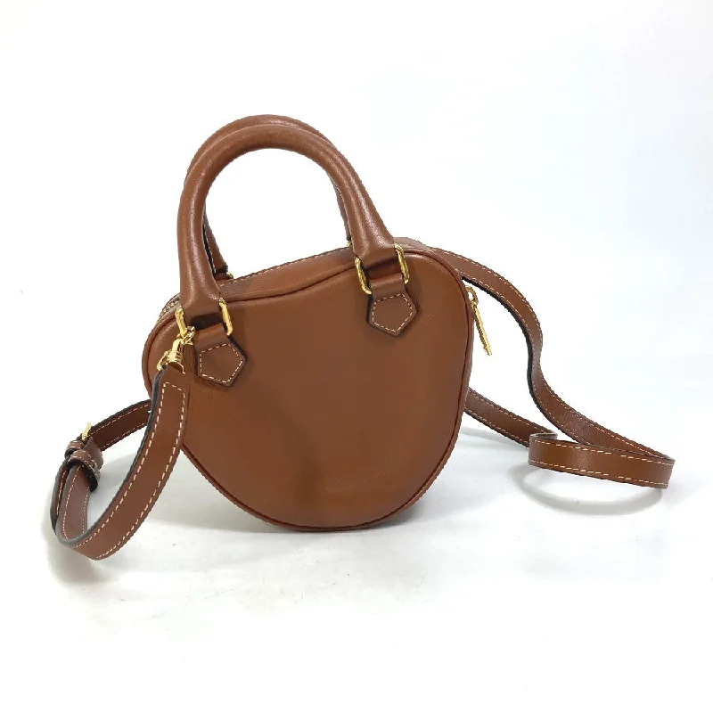 CELINE Shoulder Bag leather Brown Heart medium logo Women Used