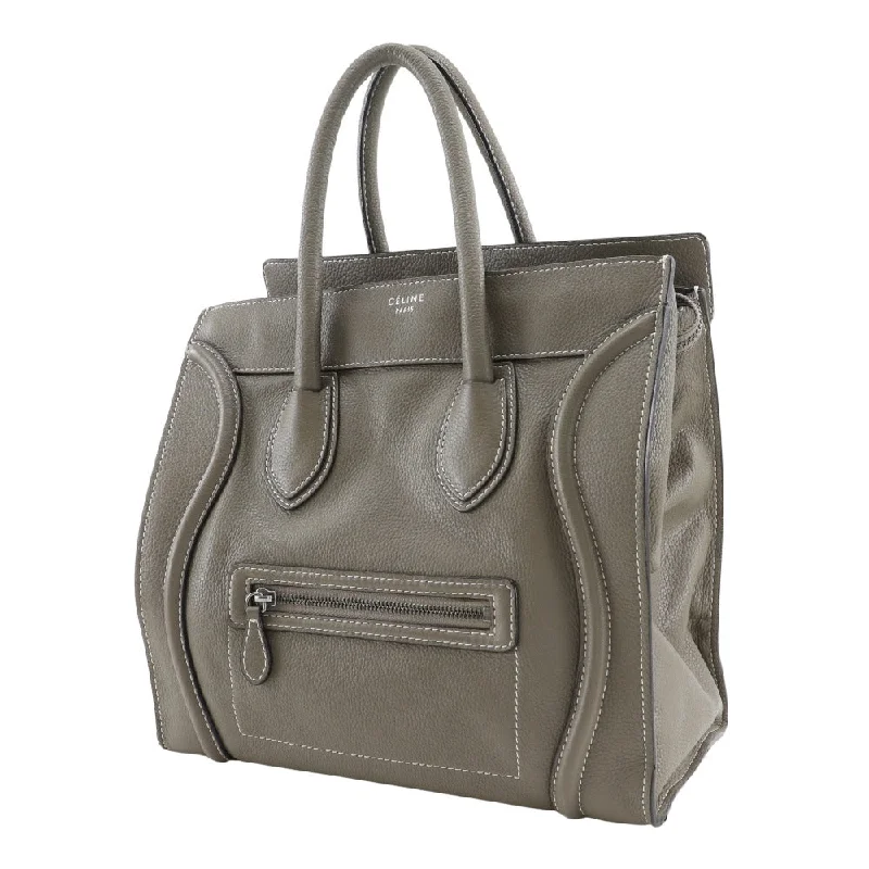 CELINE Tote Bag leather gray Luggage mini Women Used