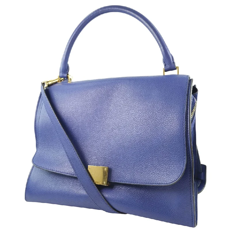 CELINE Handbag Calfskin Blue 2WAYShoulder Trapeze Women Used