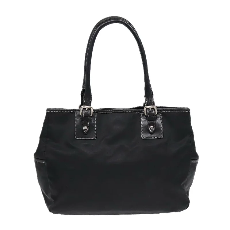 BURBERRY Blue Label Tote Bag Nylon Black Silver  88574