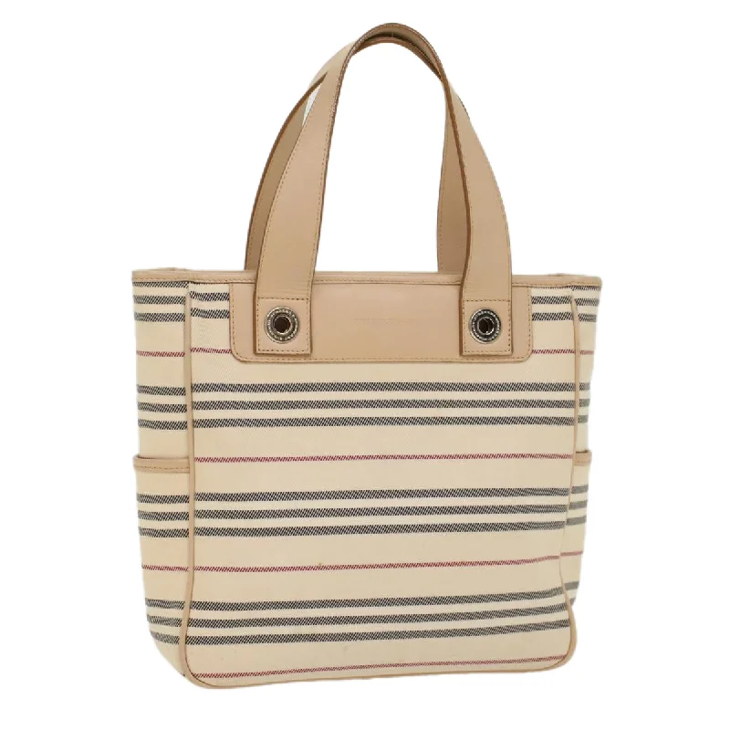 BURBERRY Nova Check Hand Bag Canvas Beige Auth ep1680