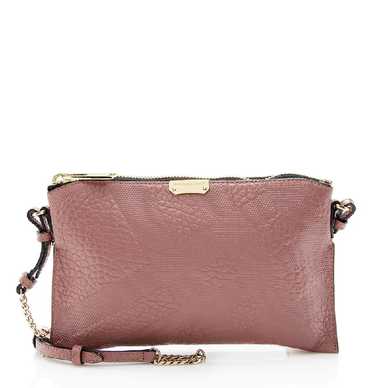 Burberry Leather Embossed Check Peyton Crossbody Bag (SHF-14323)