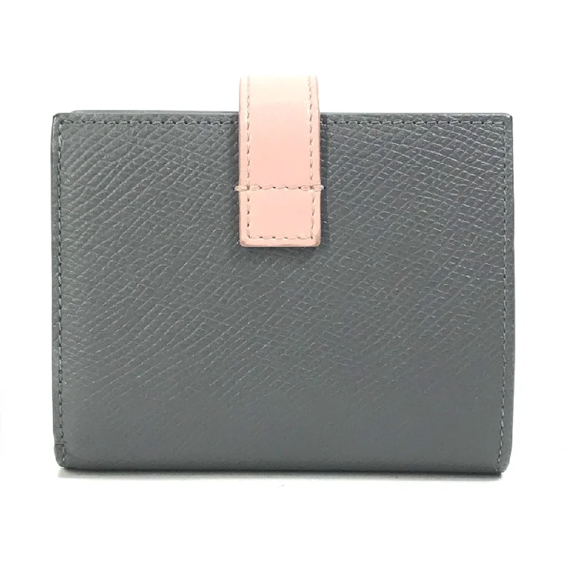 CELINE Trifold wallet 10H263BRU.10GV leather Gray x pink By color Small strap wallet Women Secondhand